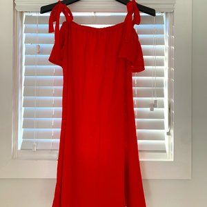 Red tie strap bathing suit coverup